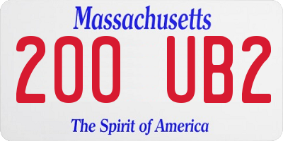 MA license plate 200UB2