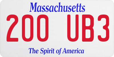 MA license plate 200UB3
