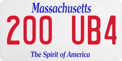 MA license plate 200UB4