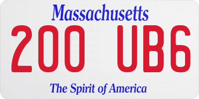 MA license plate 200UB6