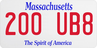 MA license plate 200UB8