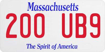 MA license plate 200UB9