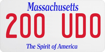 MA license plate 200UD0