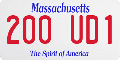 MA license plate 200UD1