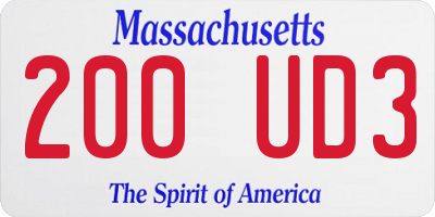 MA license plate 200UD3
