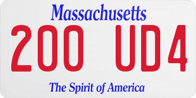 MA license plate 200UD4