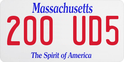 MA license plate 200UD5