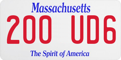MA license plate 200UD6