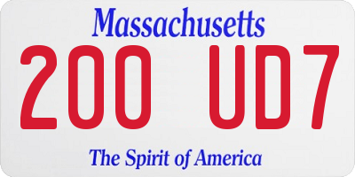 MA license plate 200UD7