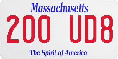 MA license plate 200UD8