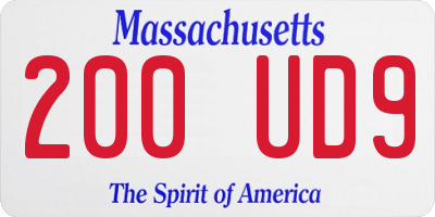 MA license plate 200UD9