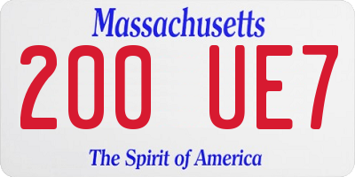 MA license plate 200UE7