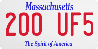 MA license plate 200UF5