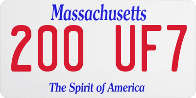 MA license plate 200UF7