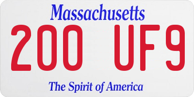 MA license plate 200UF9