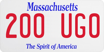 MA license plate 200UG0