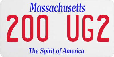 MA license plate 200UG2