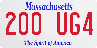 MA license plate 200UG4