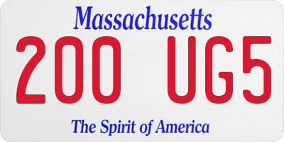 MA license plate 200UG5