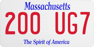 MA license plate 200UG7