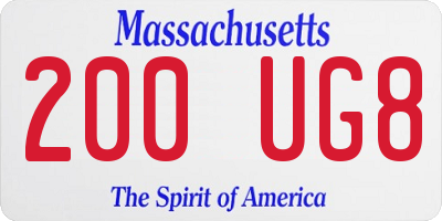 MA license plate 200UG8