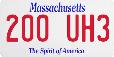 MA license plate 200UH3