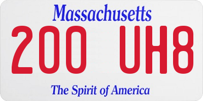 MA license plate 200UH8
