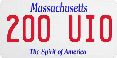 MA license plate 200UI0