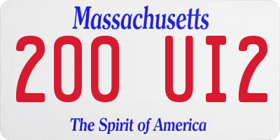 MA license plate 200UI2