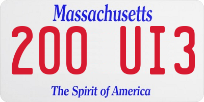 MA license plate 200UI3