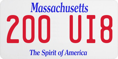 MA license plate 200UI8