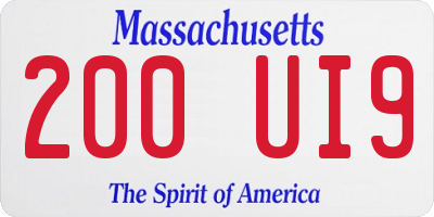 MA license plate 200UI9