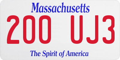 MA license plate 200UJ3