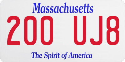 MA license plate 200UJ8