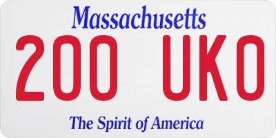 MA license plate 200UK0