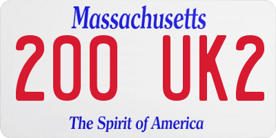 MA license plate 200UK2