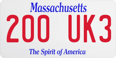 MA license plate 200UK3
