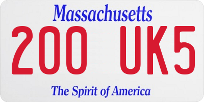 MA license plate 200UK5