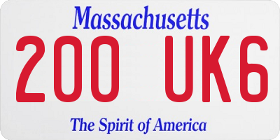 MA license plate 200UK6