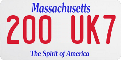 MA license plate 200UK7