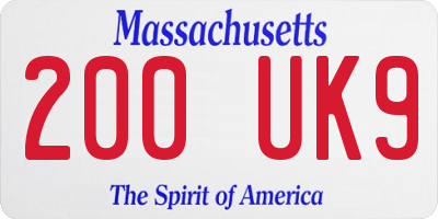 MA license plate 200UK9