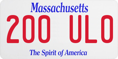 MA license plate 200UL0