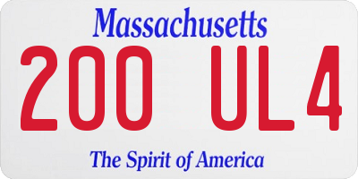 MA license plate 200UL4