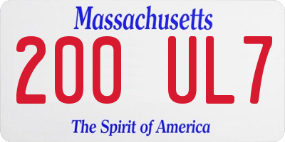 MA license plate 200UL7