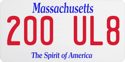 MA license plate 200UL8