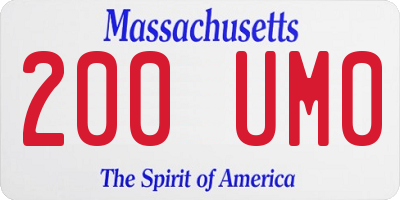 MA license plate 200UM0