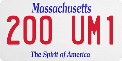 MA license plate 200UM1