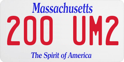 MA license plate 200UM2