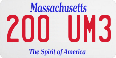 MA license plate 200UM3