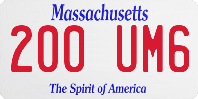 MA license plate 200UM6